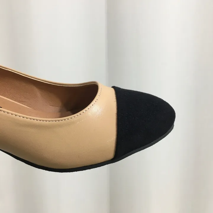 [당일배송/국산수제] 모던 배색 통굽 미들 펌프스 5cm 상세 이미지 9
