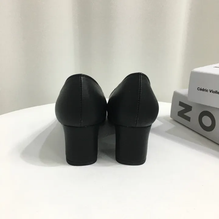 [당일배송/국산수제] 모던 배색 통굽 미들 펌프스 5cm 상세 이미지 33