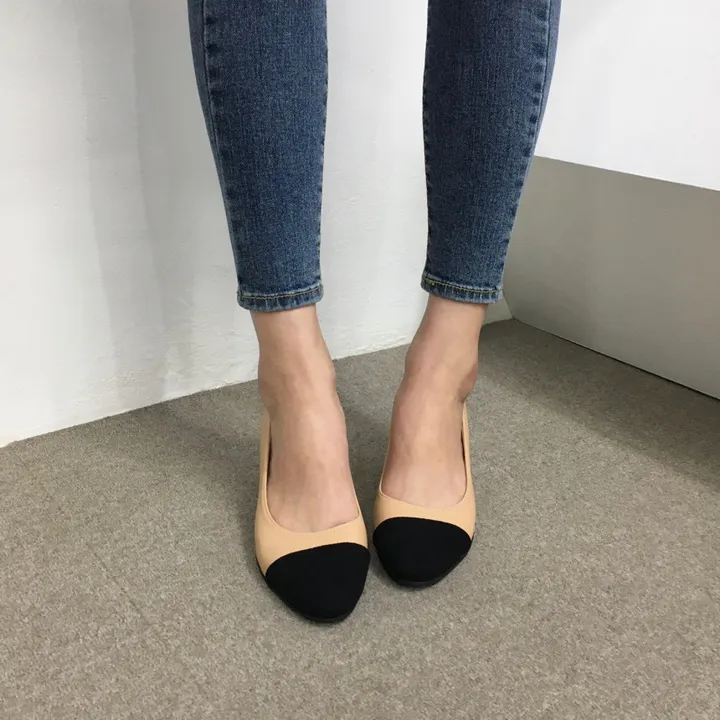 [당일배송/국산수제] 모던 배색 통굽 미들 펌프스 5cm 상세 이미지 26