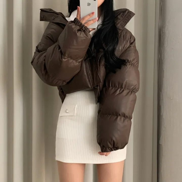 [퀄보장] 초코파우더 레더 크롭 패딩/점퍼 - 2color 상세 이미지 22
