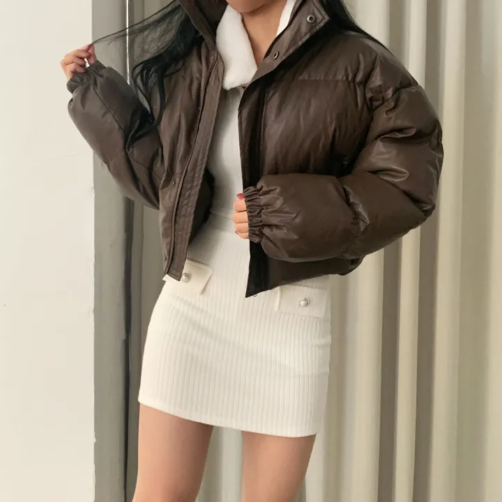 [퀄보장] 초코파우더 레더 크롭 패딩/점퍼 - 2color 상세 이미지 31