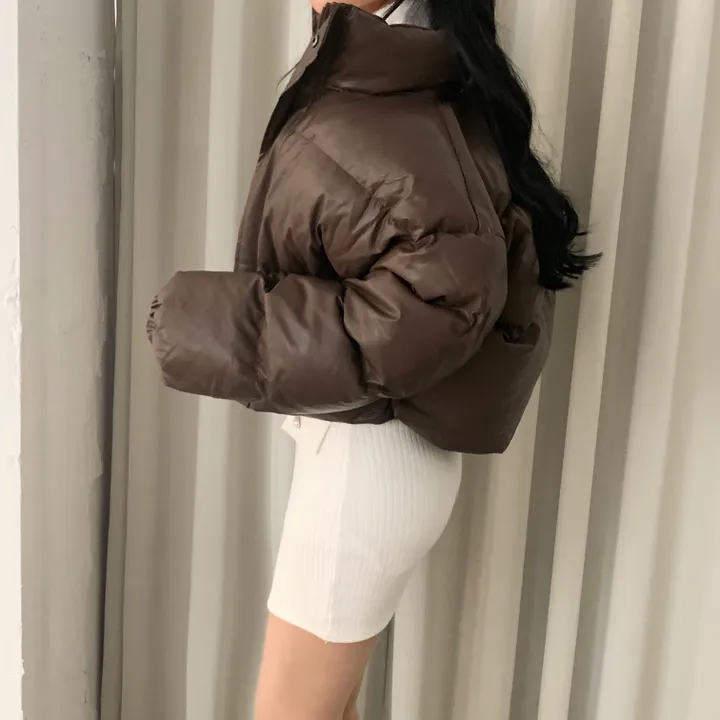 [퀄보장] 초코파우더 레더 크롭 패딩/점퍼 - 2color 상세 이미지 25
