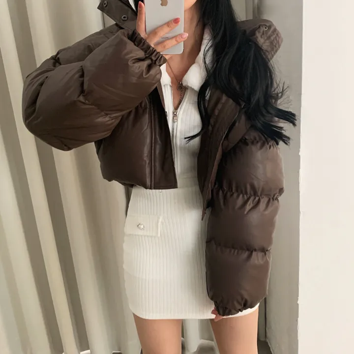 [퀄보장] 초코파우더 레더 크롭 패딩/점퍼 - 2color 상세 이미지 19
