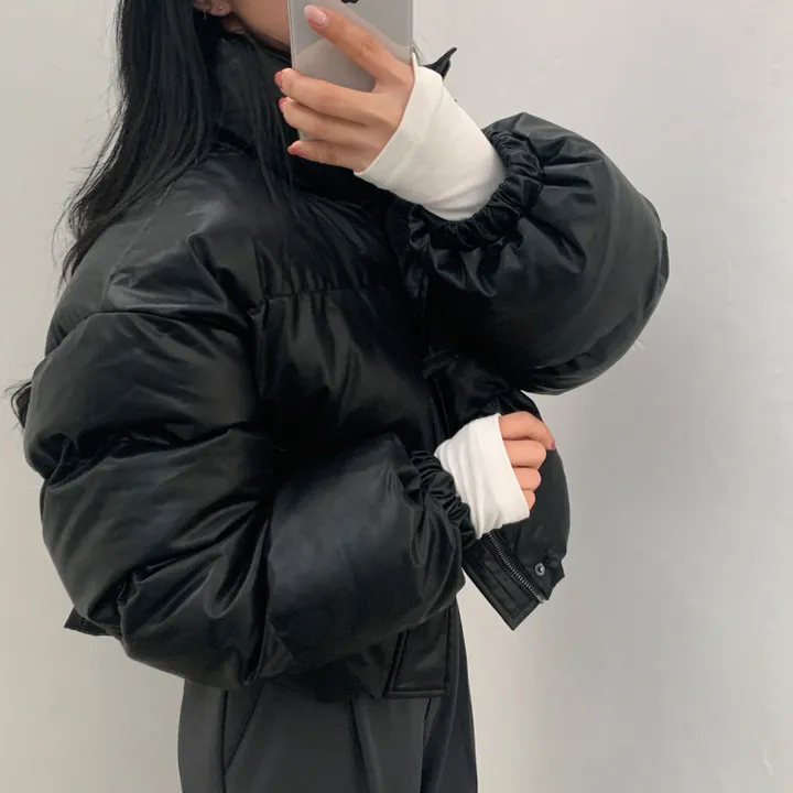 [퀄보장] 초코파우더 레더 크롭 패딩/점퍼 - 2color 상세 이미지 10
