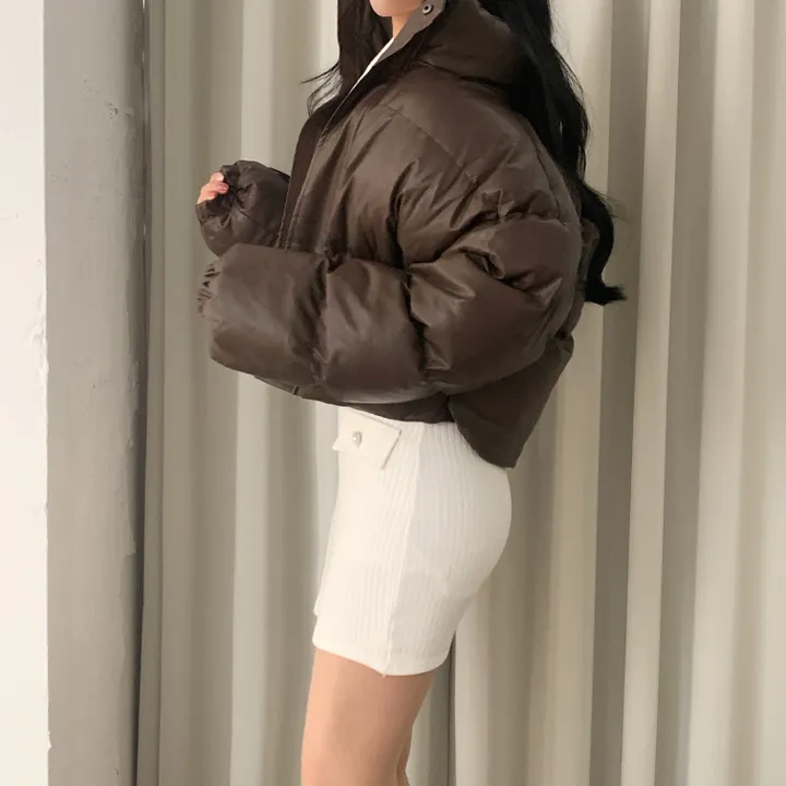 [퀄보장] 초코파우더 레더 크롭 패딩/점퍼 - 2color 상세 이미지 26