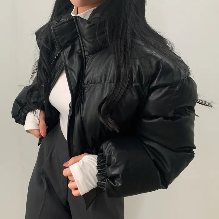 [퀄보장] 초코파우더 레더 크롭 패딩/점퍼 - 2color 상세 이미지 4