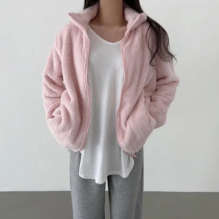 [L~XL]후끈 부드러운 양털 루즈핏 후리스 집업 상세 이미지 9