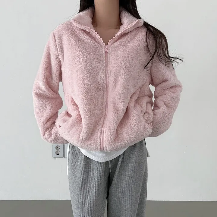 [L~XL]후끈 부드러운 양털 루즈핏 후리스 집업 상세 이미지 6