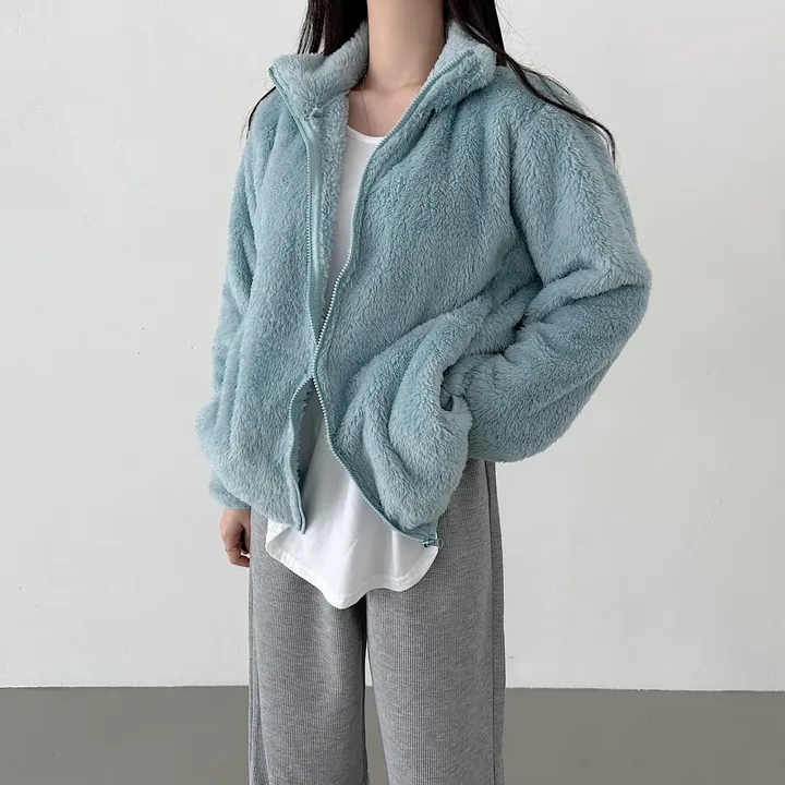 [L~XL]후끈 부드러운 양털 루즈핏 후리스 집업 상세 이미지 16