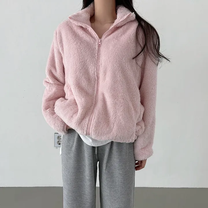 [L~XL]후끈 부드러운 양털 루즈핏 후리스 집업 상세 이미지 5