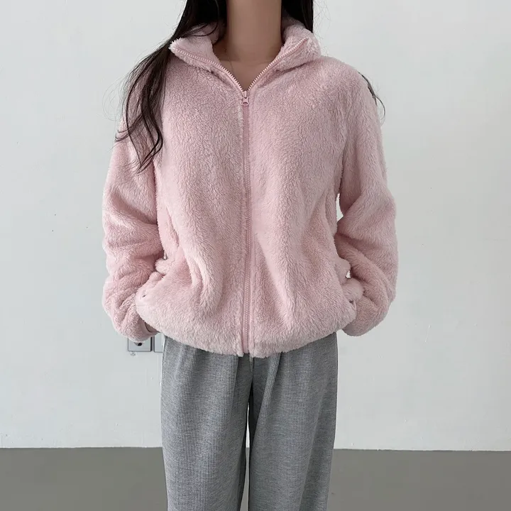 [L~XL]후끈 부드러운 양털 루즈핏 후리스 집업 상세 이미지 4