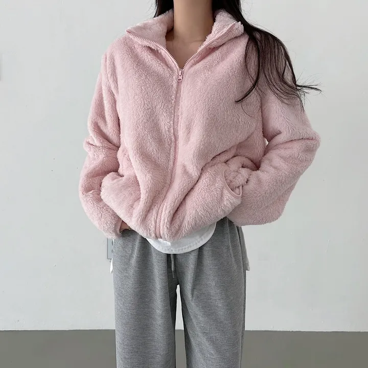 [L~XL]후끈 부드러운 양털 루즈핏 후리스 집업 상세 이미지 10