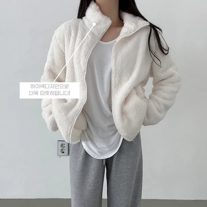 [L~XL]후끈 부드러운 양털 루즈핏 후리스 집업 상세 이미지 2