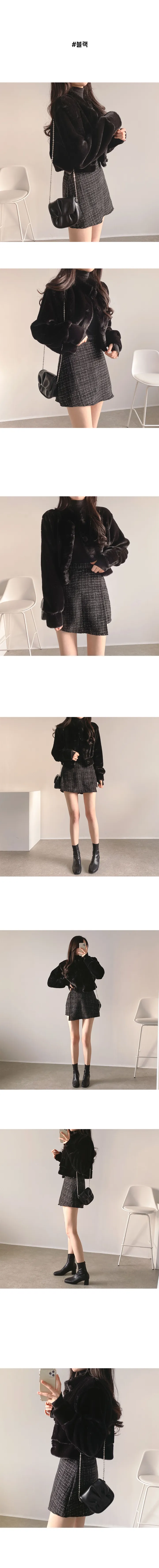 몽글몽실 밍크털 노카라 크롭 페이크퍼 자켓 상세 이미지 7