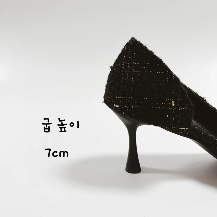 스틸레토 체크 사이드오픈 미들힐 상세 이미지 15