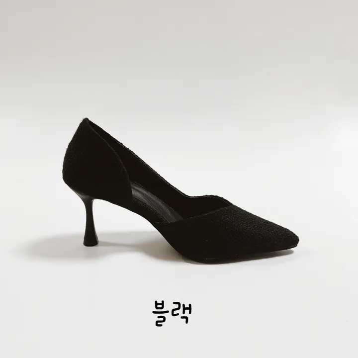 스틸레토 체크 사이드오픈 미들힐 상세 이미지 17