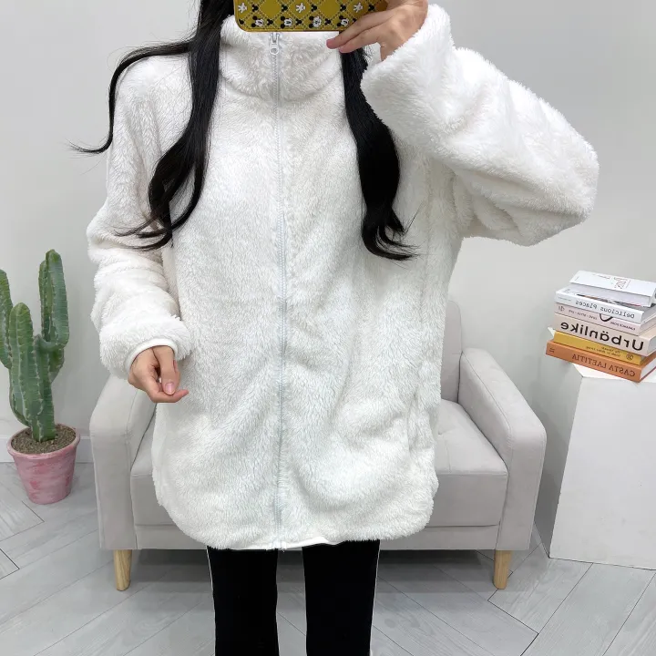 (남녀공용) 몽실 보아털 양털 오버핏 후리스 집업 상세 이미지 3