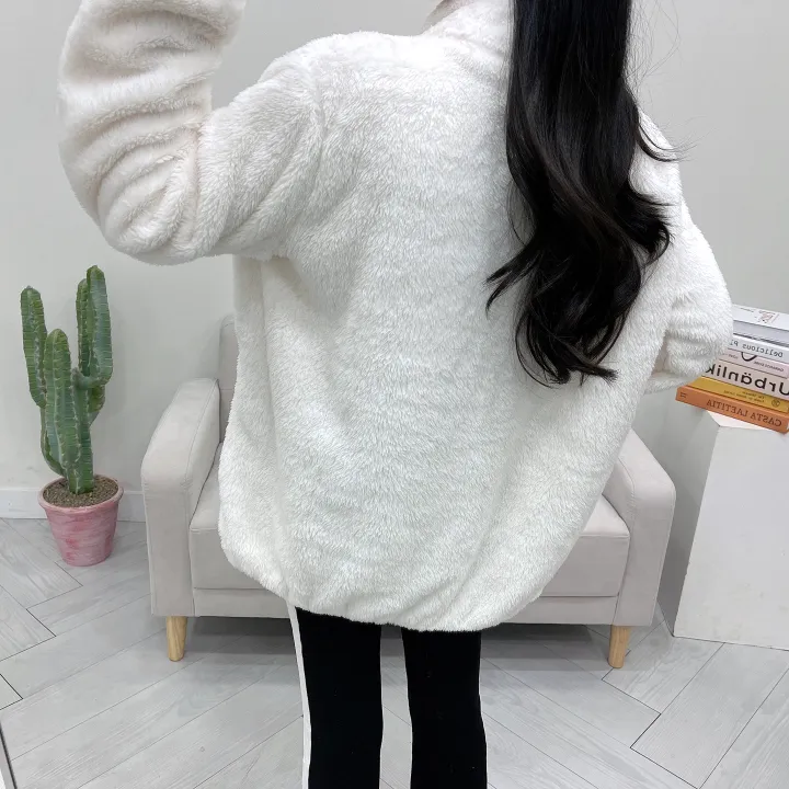 (남녀공용) 몽실 보아털 양털 오버핏 후리스 집업 상세 이미지 5