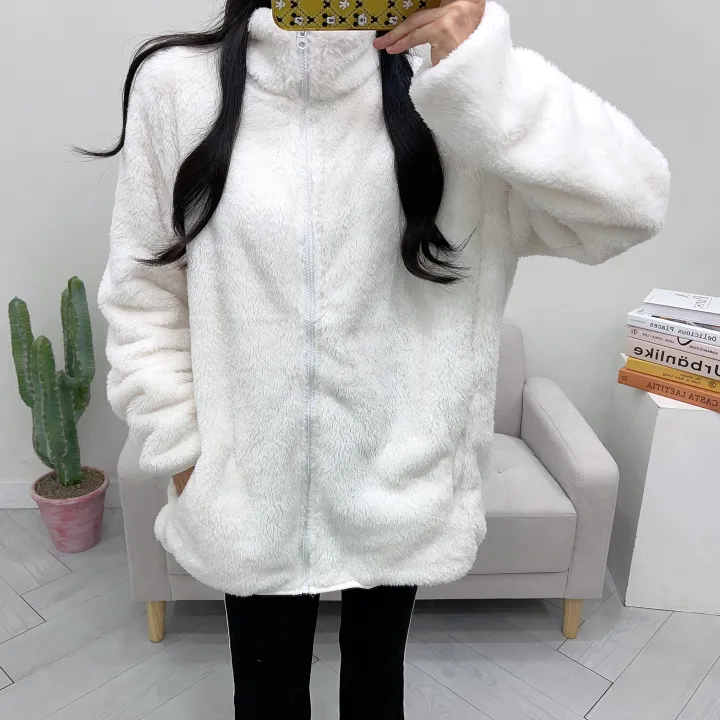 (남녀공용) 몽실 보아털 양털 오버핏 후리스 집업 상세 이미지 4