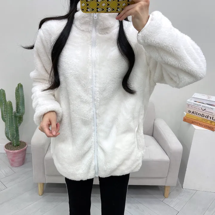 (남녀공용) 몽실 보아털 양털 오버핏 후리스 집업 상세 이미지 8