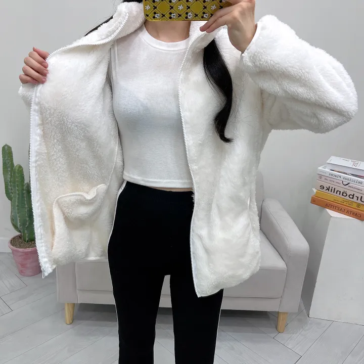 (남녀공용) 몽실 보아털 양털 오버핏 후리스 집업 상세 이미지 10