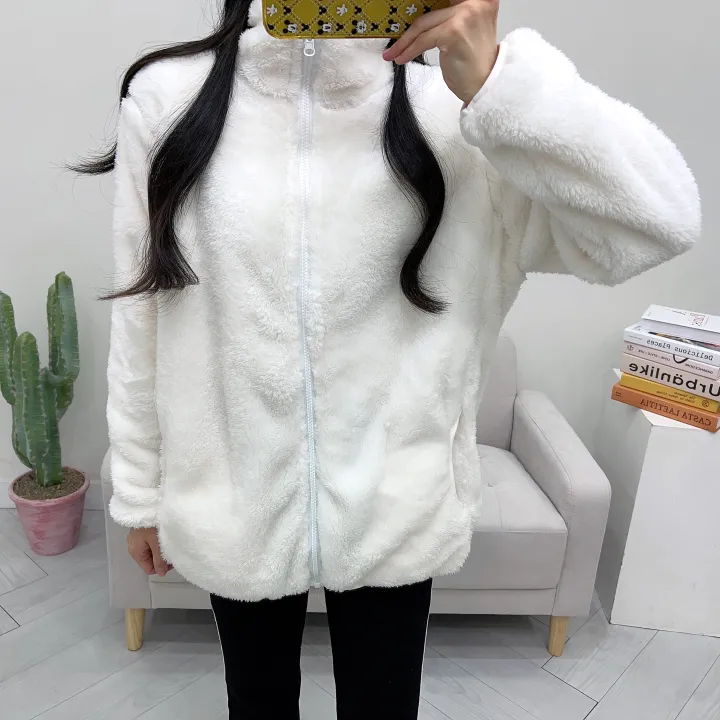 (남녀공용) 몽실 보아털 양털 오버핏 후리스 집업 상세 이미지 9