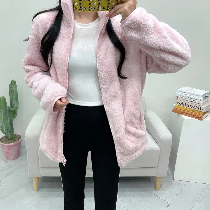 (남녀공용) 몽실 보아털 양털 오버핏 후리스 집업 상세 이미지 14