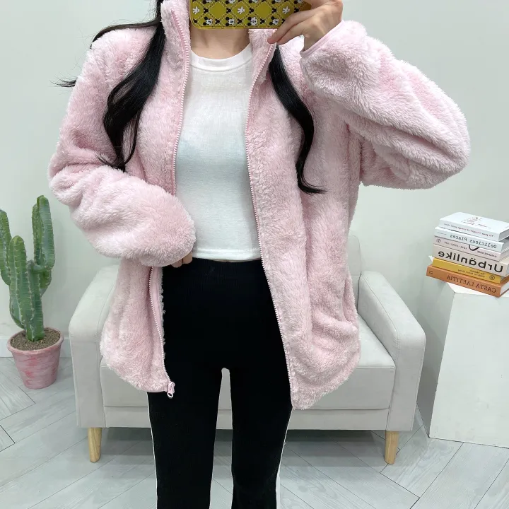(남녀공용) 몽실 보아털 양털 오버핏 후리스 집업 상세 이미지 15