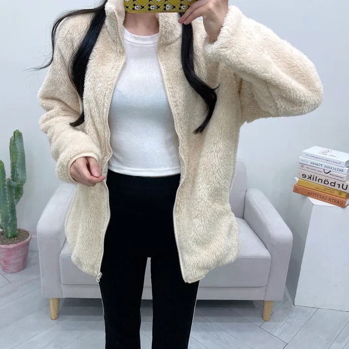 (남녀공용) 몽실 보아털 양털 오버핏 후리스 집업 상세 이미지 32