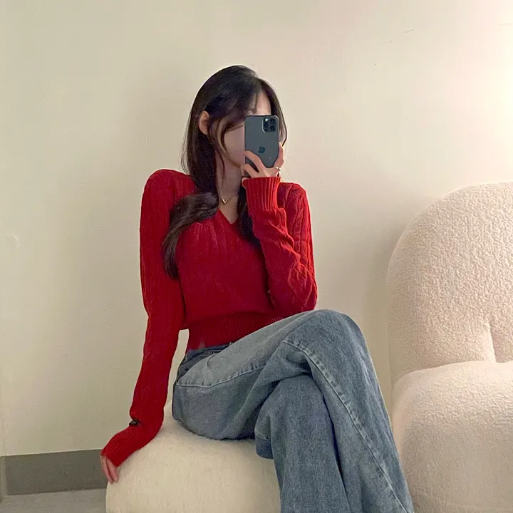 cashmere 3% 세인트 브이넥 꽈배기 니트 - 5color 상세 이미지 14