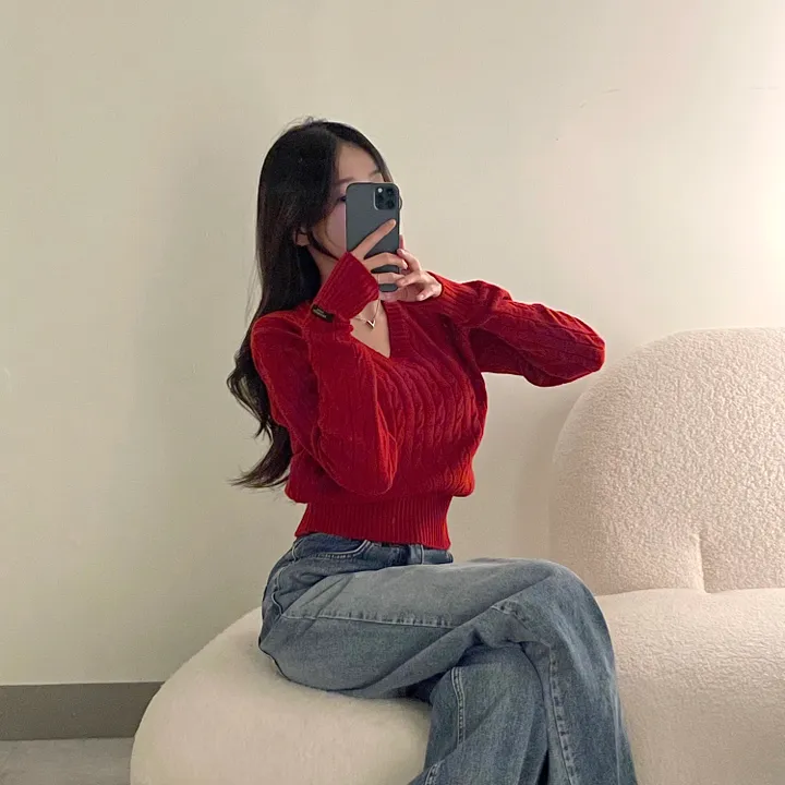 cashmere 3% 세인트 브이넥 꽈배기 니트 - 5color 상세 이미지 13