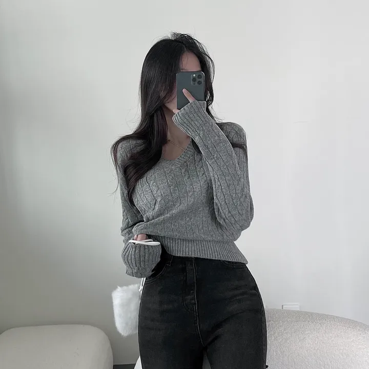 cashmere 3% 세인트 브이넥 꽈배기 니트 - 5color 상세 이미지 25