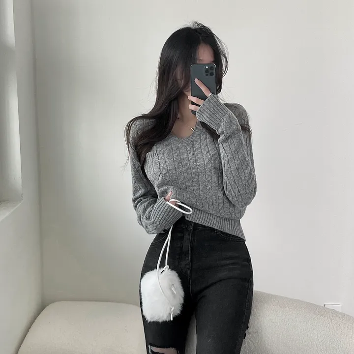 cashmere 3% 세인트 브이넥 꽈배기 니트 - 5color 상세 이미지 26