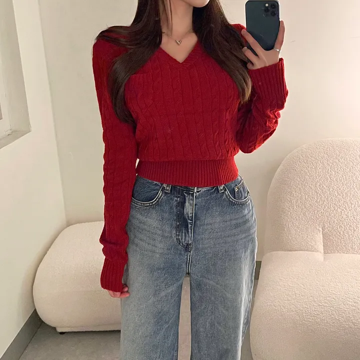 cashmere 3% 세인트 브이넥 꽈배기 니트 - 5color 상세 이미지 12
