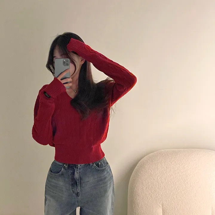 cashmere 3% 세인트 브이넥 꽈배기 니트 - 5color 상세 이미지 15