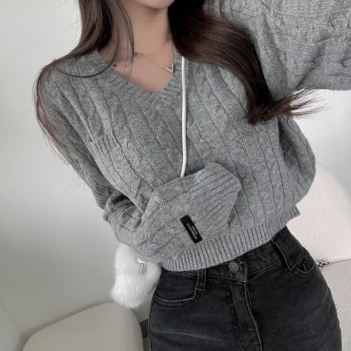 cashmere 3% 세인트 브이넥 꽈배기 니트 - 5color 상세 이미지 23