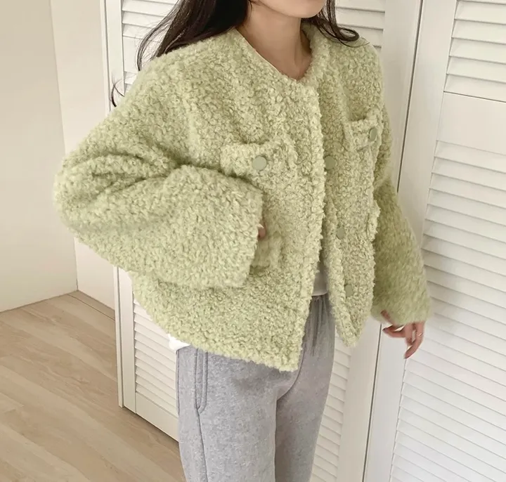 *원조맛집🧸당일출고 *뽀글이 플리스 자켓 아우터(2color)양털자켓/아우터/뽀글이/뽀글자켓/양털/후리스/겨울니트/겨울자켓/삿포로/숏패딩/플리스/떡볶이코트/겨울패딩/플리스자켓 상세 이미지 4