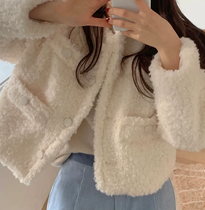 *원조맛집🧸당일출고 *뽀글이 플리스 자켓 아우터(2color)양털자켓/아우터/뽀글이/뽀글자켓/양털/후리스/겨울니트/겨울자켓/삿포로/숏패딩/플리스/떡볶이코트/겨울패딩/플리스자켓 상세 이미지 13