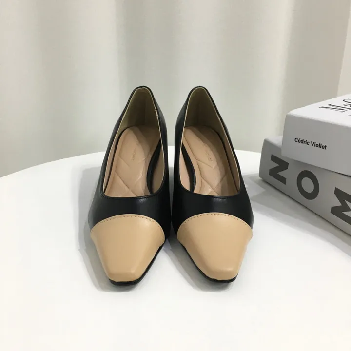 [국내제작/빠른배송] 스퀘어 배색 쿠션 통굽 펌프스 5cm 상세 이미지 24