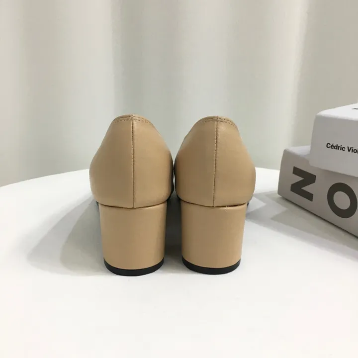 [국내제작/빠른배송] 스퀘어 배색 쿠션 통굽 펌프스 5cm 상세 이미지 19