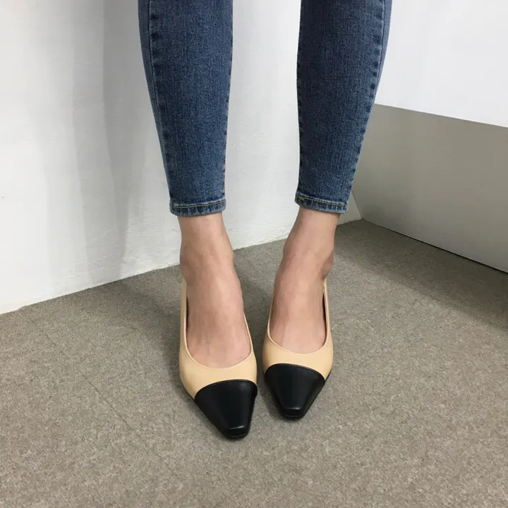 [국내제작/빠른배송] 스퀘어 배색 쿠션 통굽 펌프스 5cm 상세 이미지 20