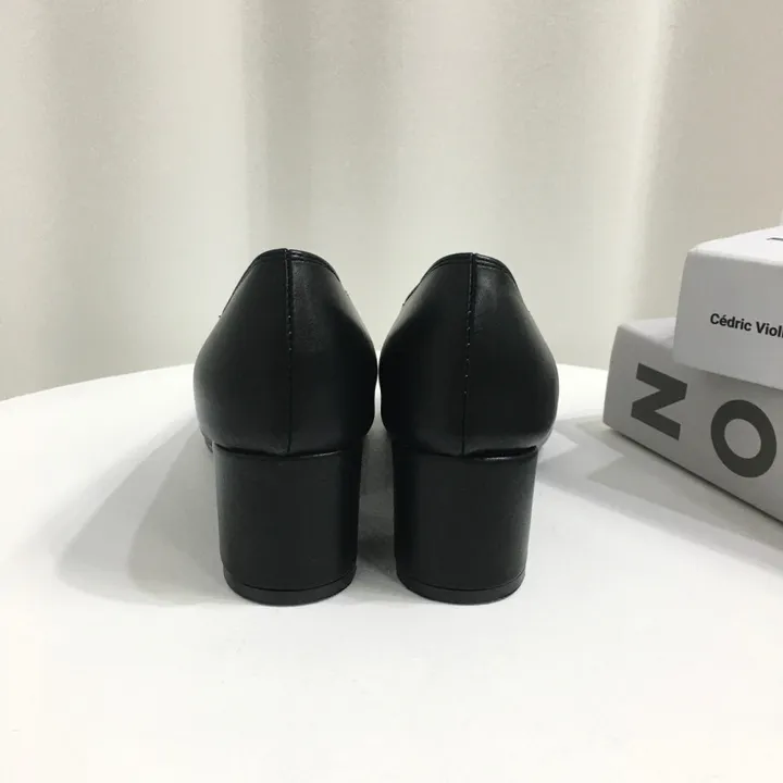 [국내제작/빠른배송] 스퀘어 배색 쿠션 통굽 펌프스 5cm 상세 이미지 27