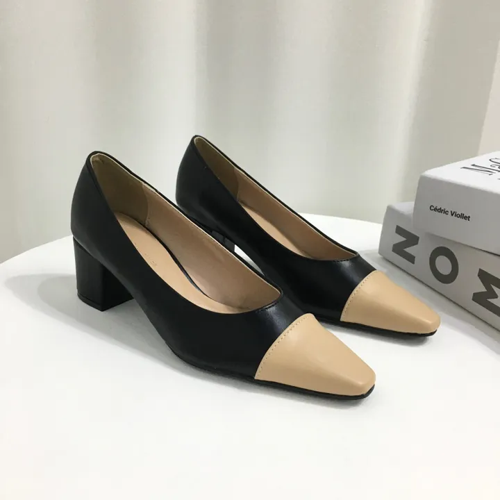 [국내제작/빠른배송] 스퀘어 배색 쿠션 통굽 펌프스 5cm 상세 이미지 25