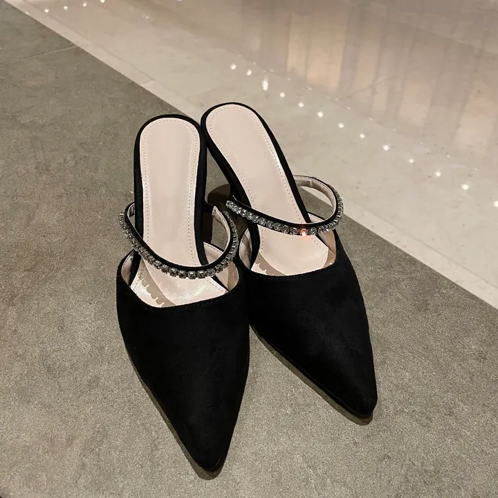 뷰트 스웨이드 큐빅 보석 글리터 뮬 7cm / 3color 상세 이미지 21