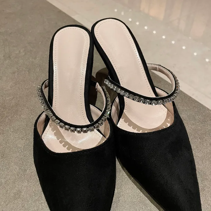 뷰트 스웨이드 큐빅 보석 글리터 뮬 7cm / 3color 상세 이미지 24
