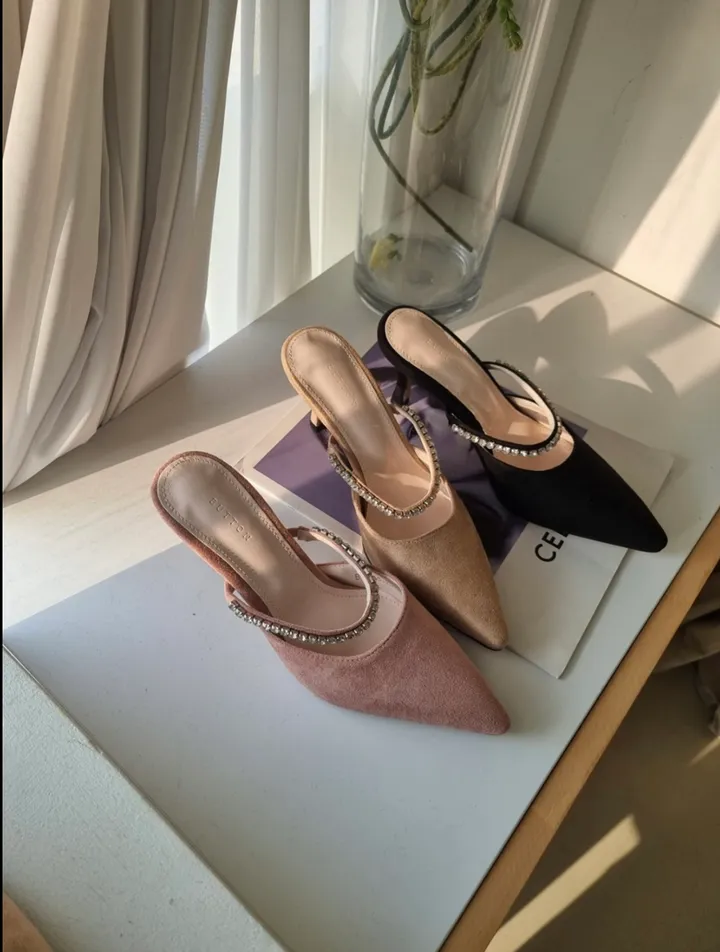 뷰트 스웨이드 큐빅 보석 글리터 뮬 7cm / 3color 상세 이미지 26