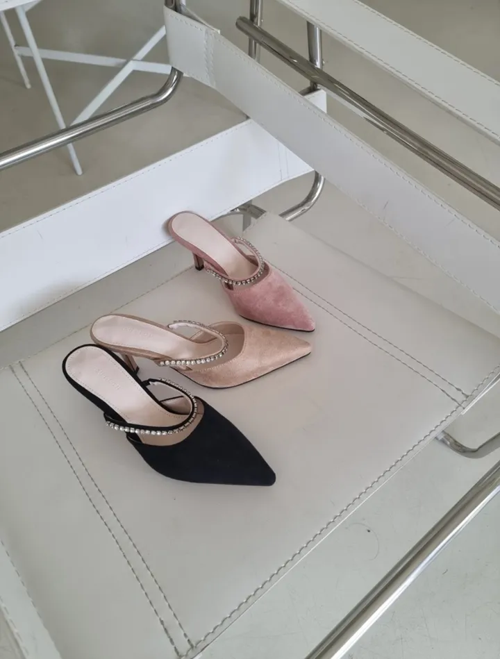 뷰트 스웨이드 큐빅 보석 글리터 뮬 7cm / 3color 상세 이미지 29