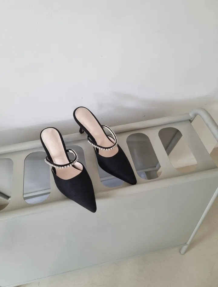 뷰트 스웨이드 큐빅 보석 글리터 뮬 7cm / 3color 상세 이미지 30