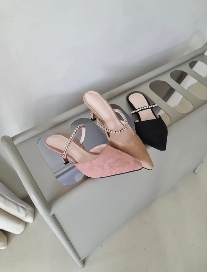 뷰트 스웨이드 큐빅 보석 글리터 뮬 7cm / 3color 상세 이미지 27