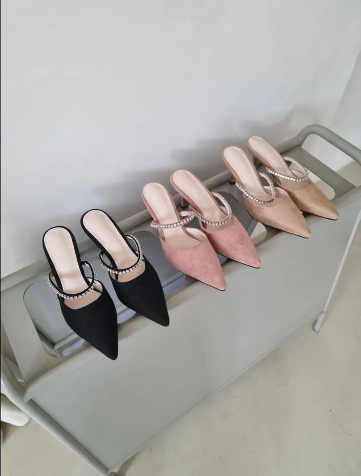 뷰트 스웨이드 큐빅 보석 글리터 뮬 7cm / 3color 상세 이미지 28